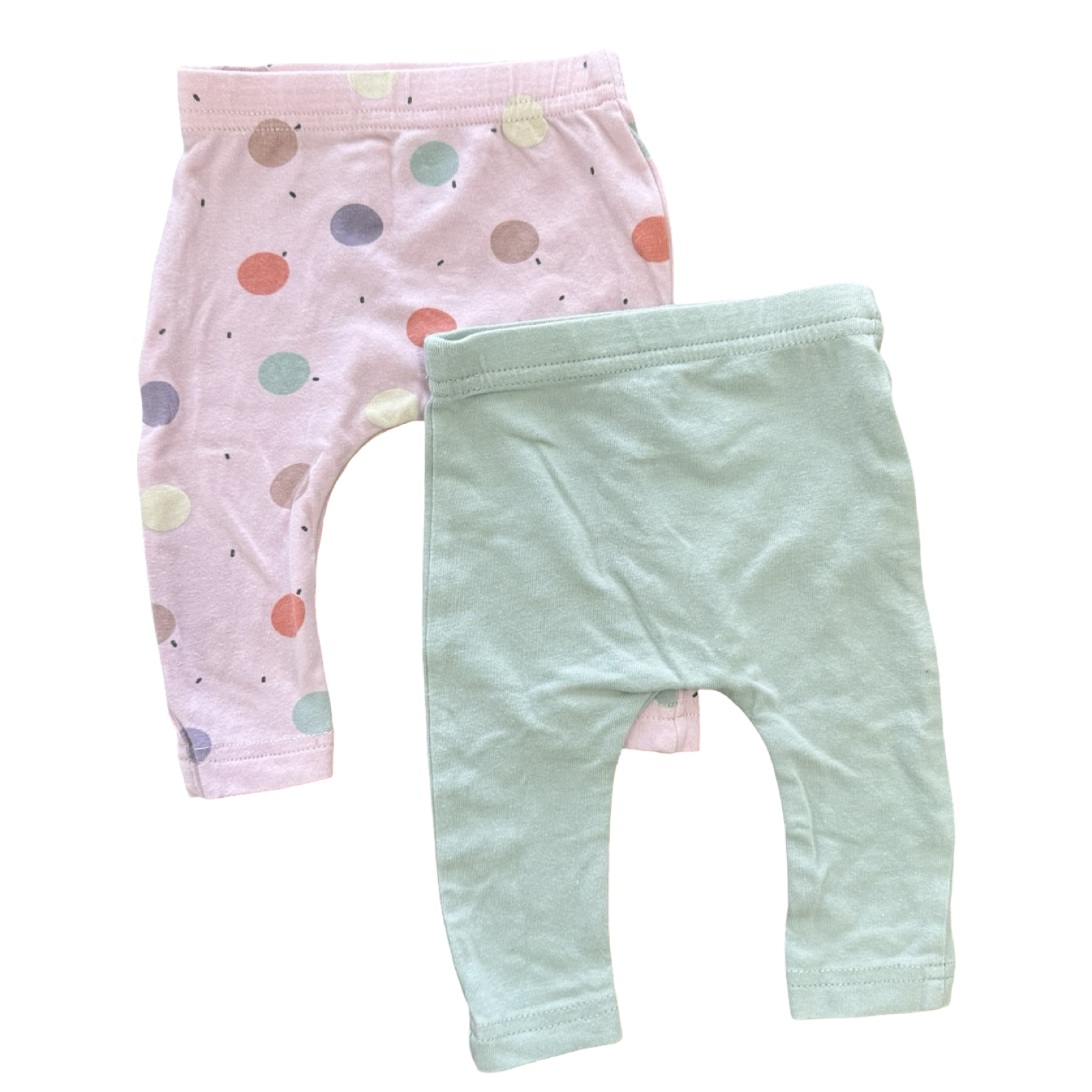 Newborn 2pc Pink & Green Leggings - Tiny Tots