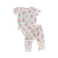 *NEW* Newborn 2pc White Floral Cotton Girl's Set - Tiny Tots