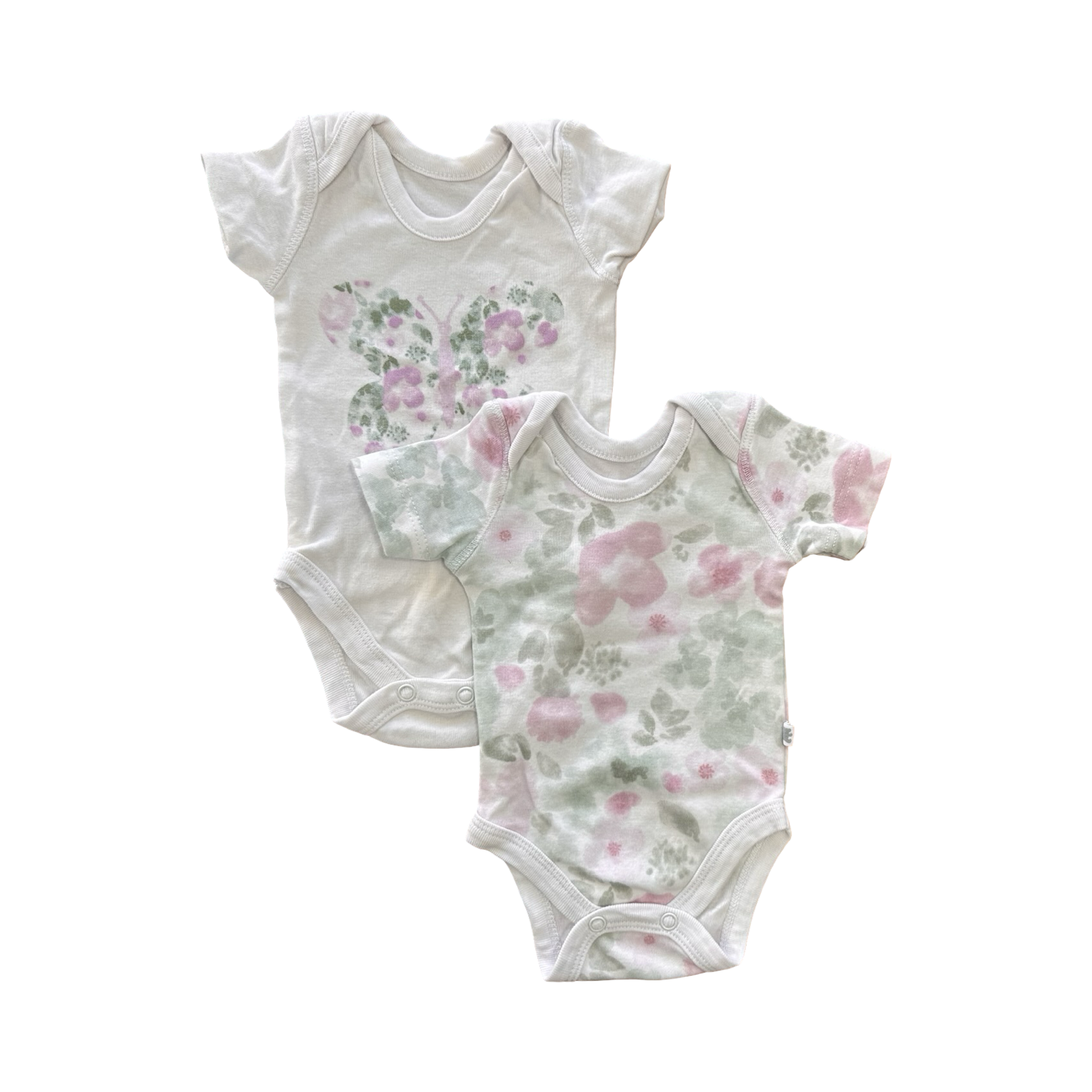 Newborn 2pc White Floral & Butterfly Bodysuits - Woolworths