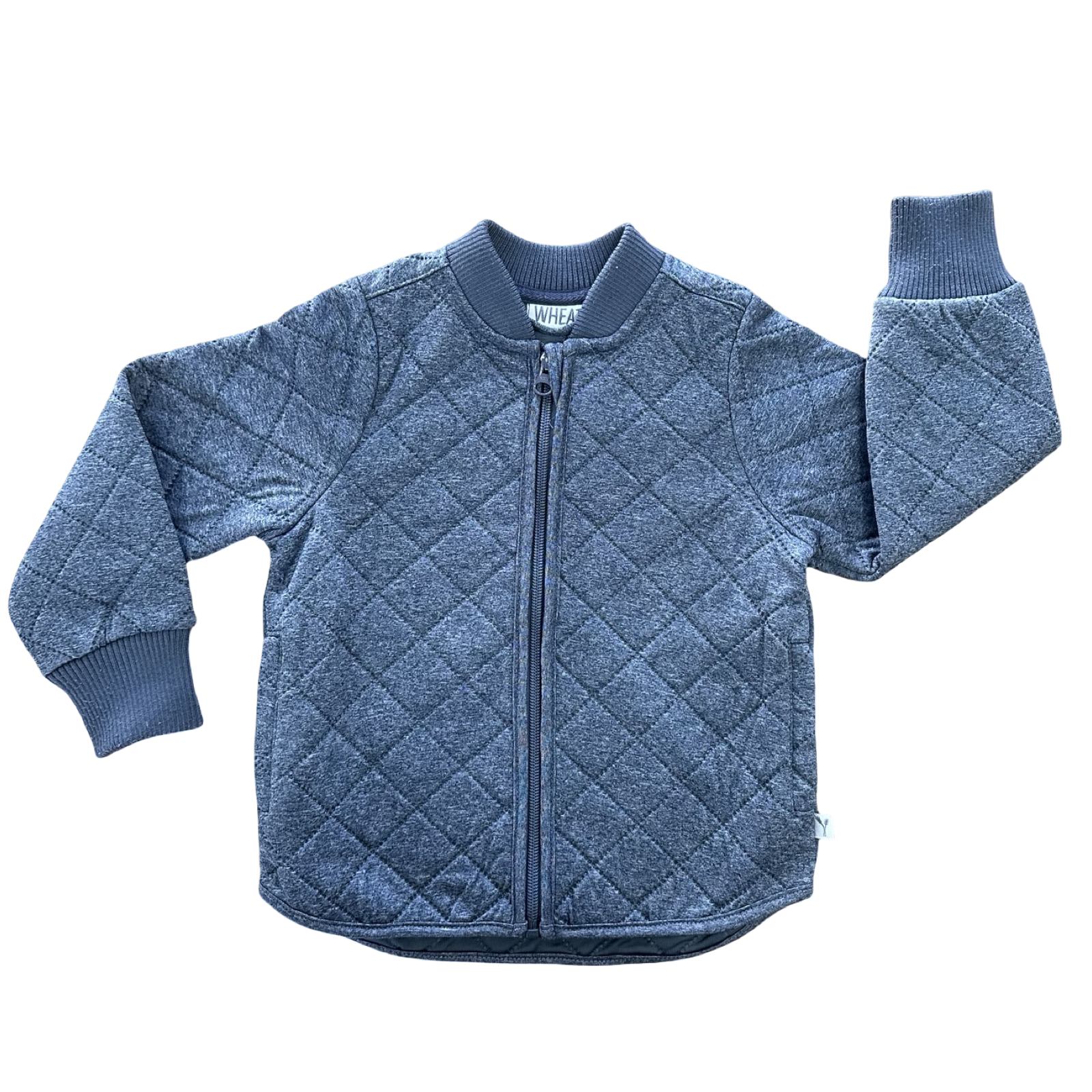 3Y Dark Grey Melange Quilt Style Zipper Jacket - Wheat