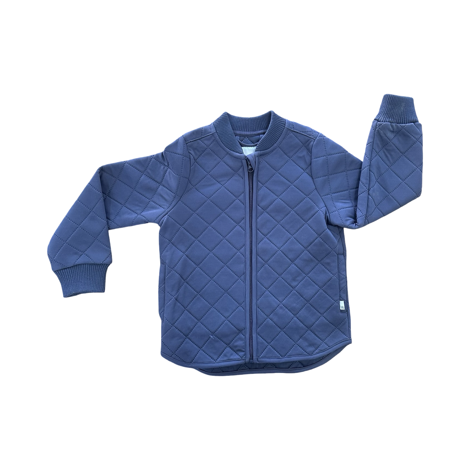 5Y Navy Quilt Style Zipper Jacket - Wheat