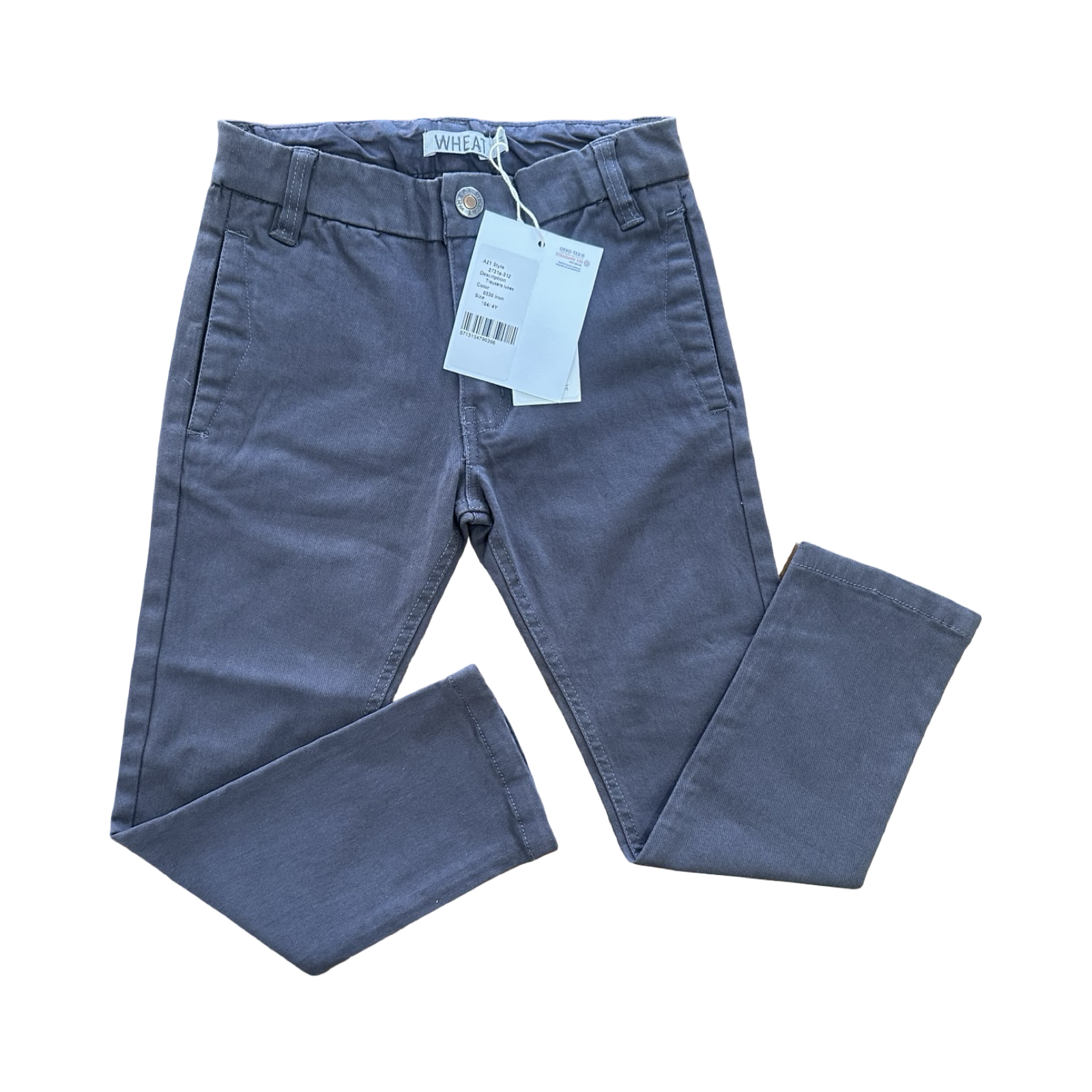 *NEW* 4Y Grey Rich Cotton Chino Pants - Wheat