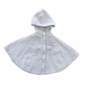 18M Blue Knitted Lined Winter Hooded Poncho - Sarah Louise