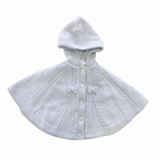 18M Blue Knitted Lined Winter Hooded Poncho - Sarah Louise