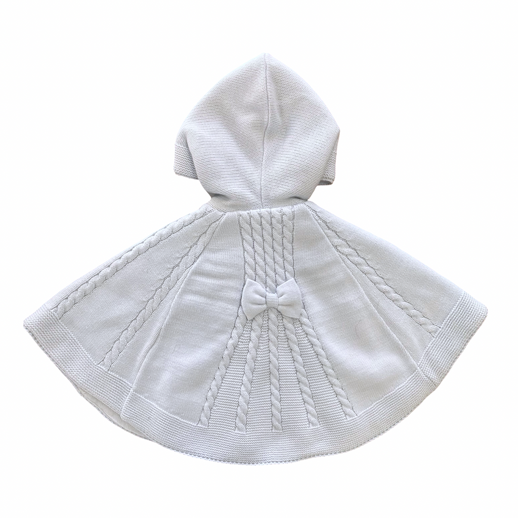 18M Blue Knitted Lined Winter Hooded Poncho - Sarah Louise