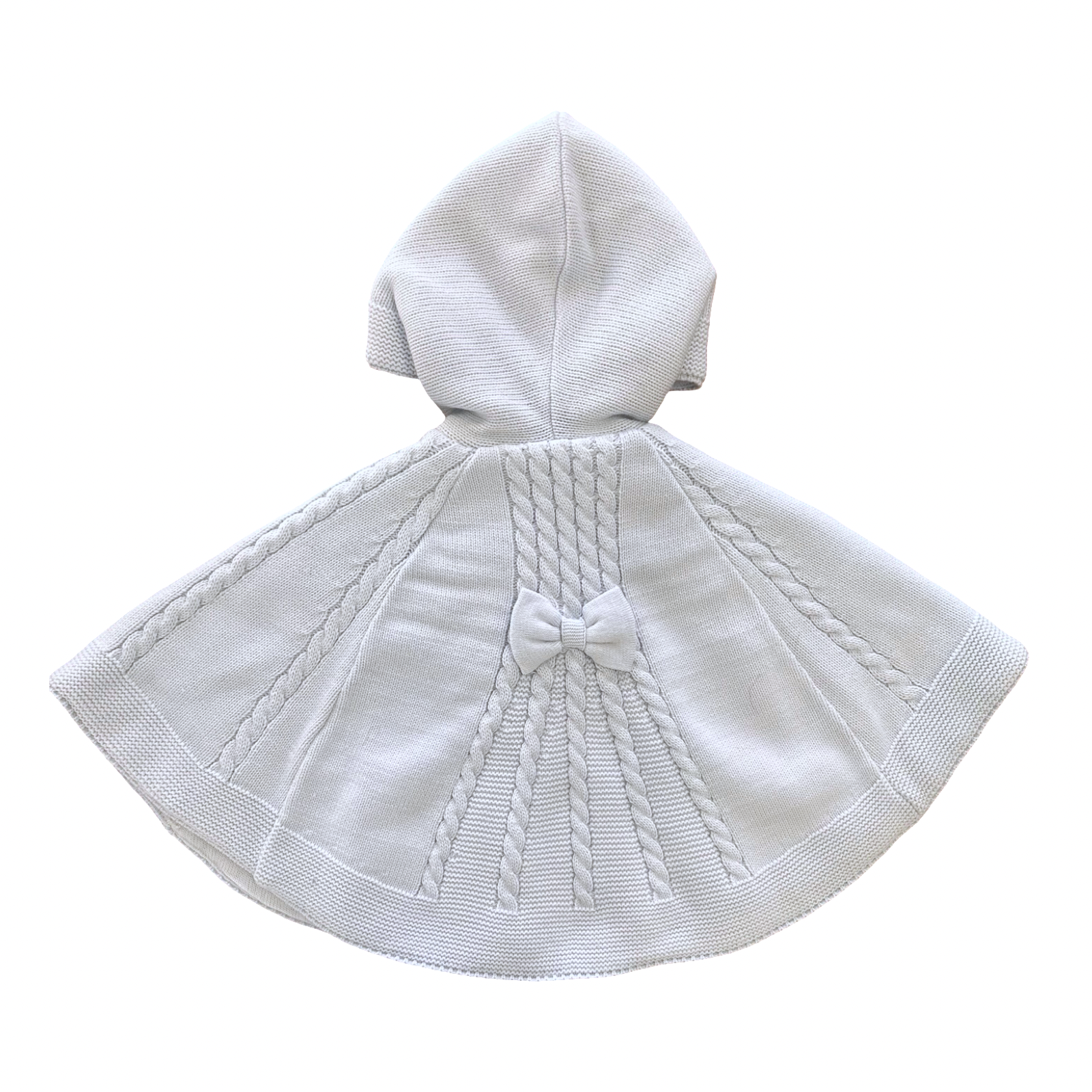 18M Blue Knitted Lined Winter Hooded Poncho - Sarah Louise