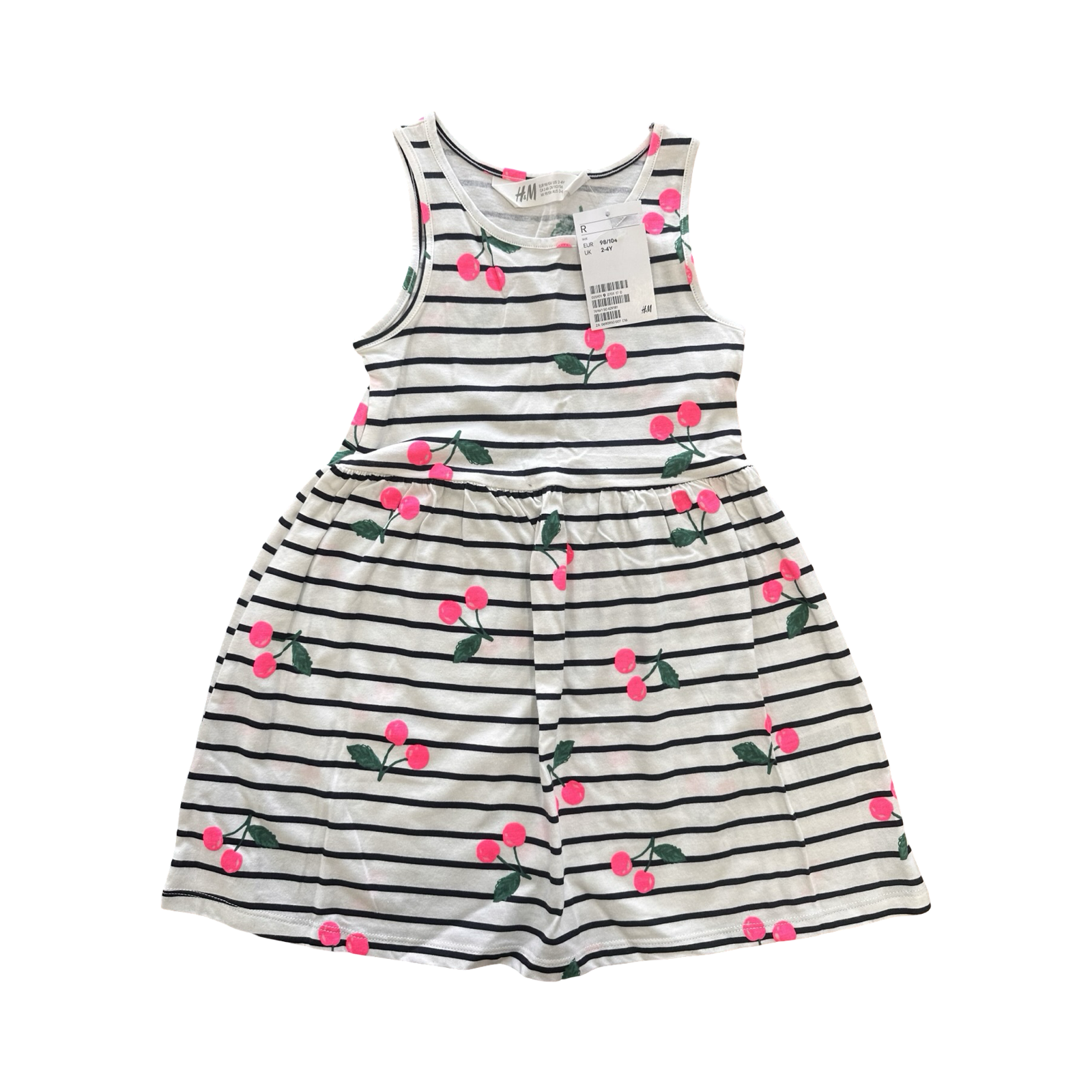 *NEW* 2-4Y White & Navy Cherry Summer Dress - H & M