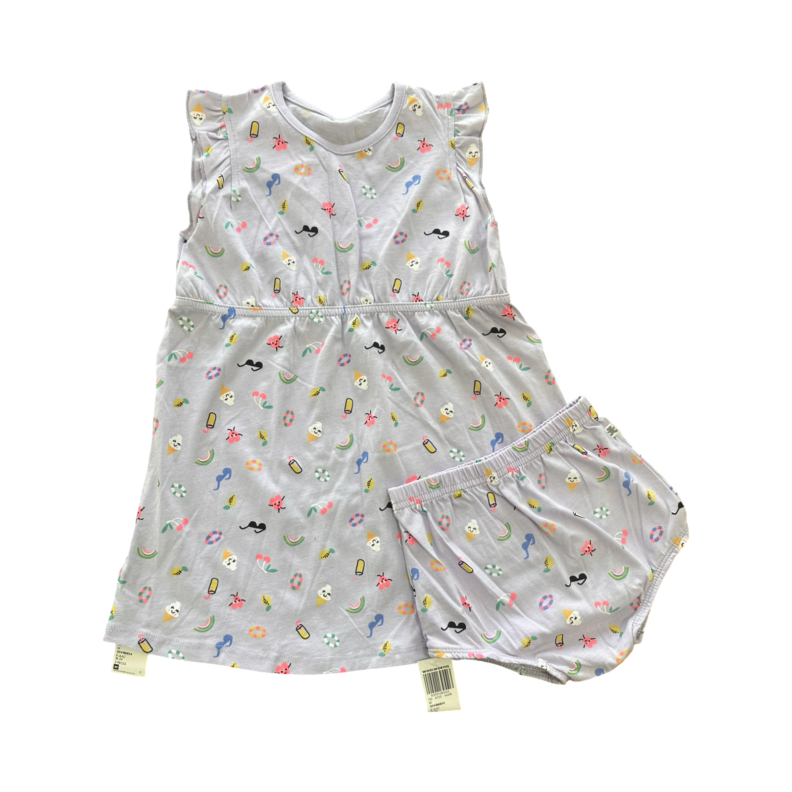 *NEW* 18-24M Purple Printed Summer Dress with Bloomer - Woolworths