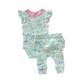 0-3M 2pc Green & Yellow Sea Theme Bodysuit with Leggings - Cuddlesome