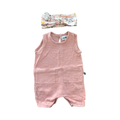 0-3M Pink Muslin Bodysuit with Patterned Headband - BABA FISHEES