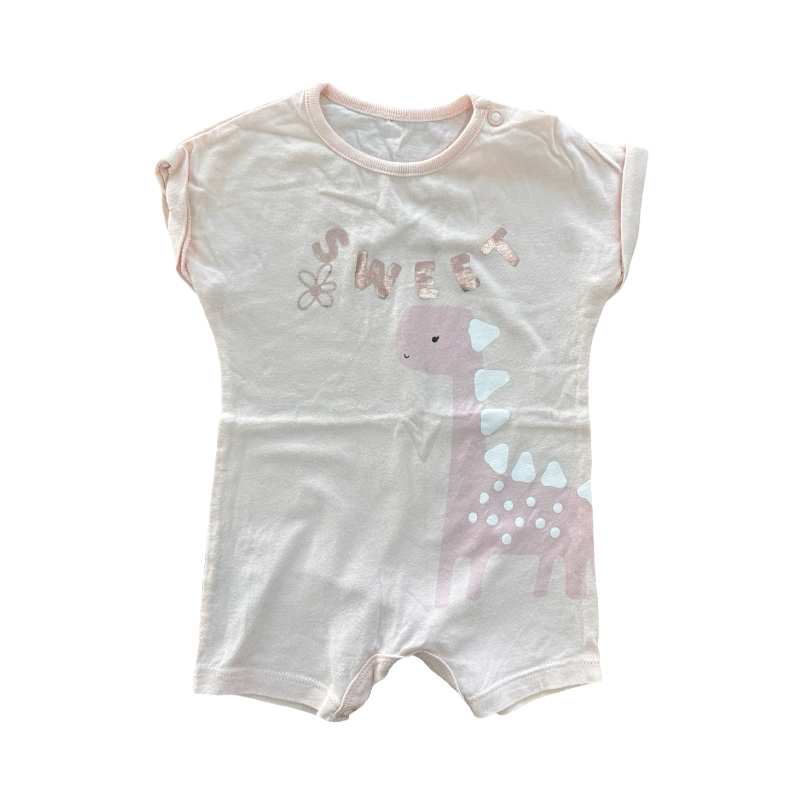 1-3M Pink Sweet Dinosaur Romper - Woolworths