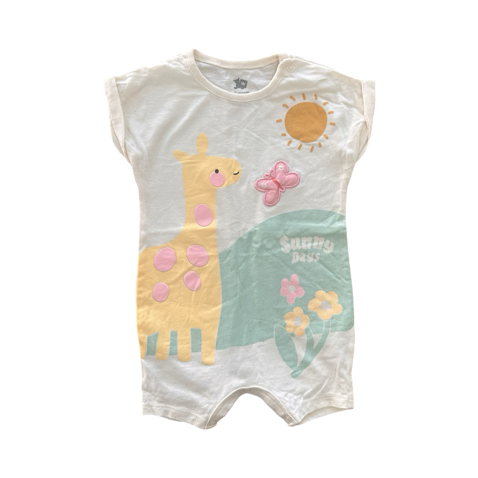 1-3M Cream Summer Days Giraffe Romper - Woolworths