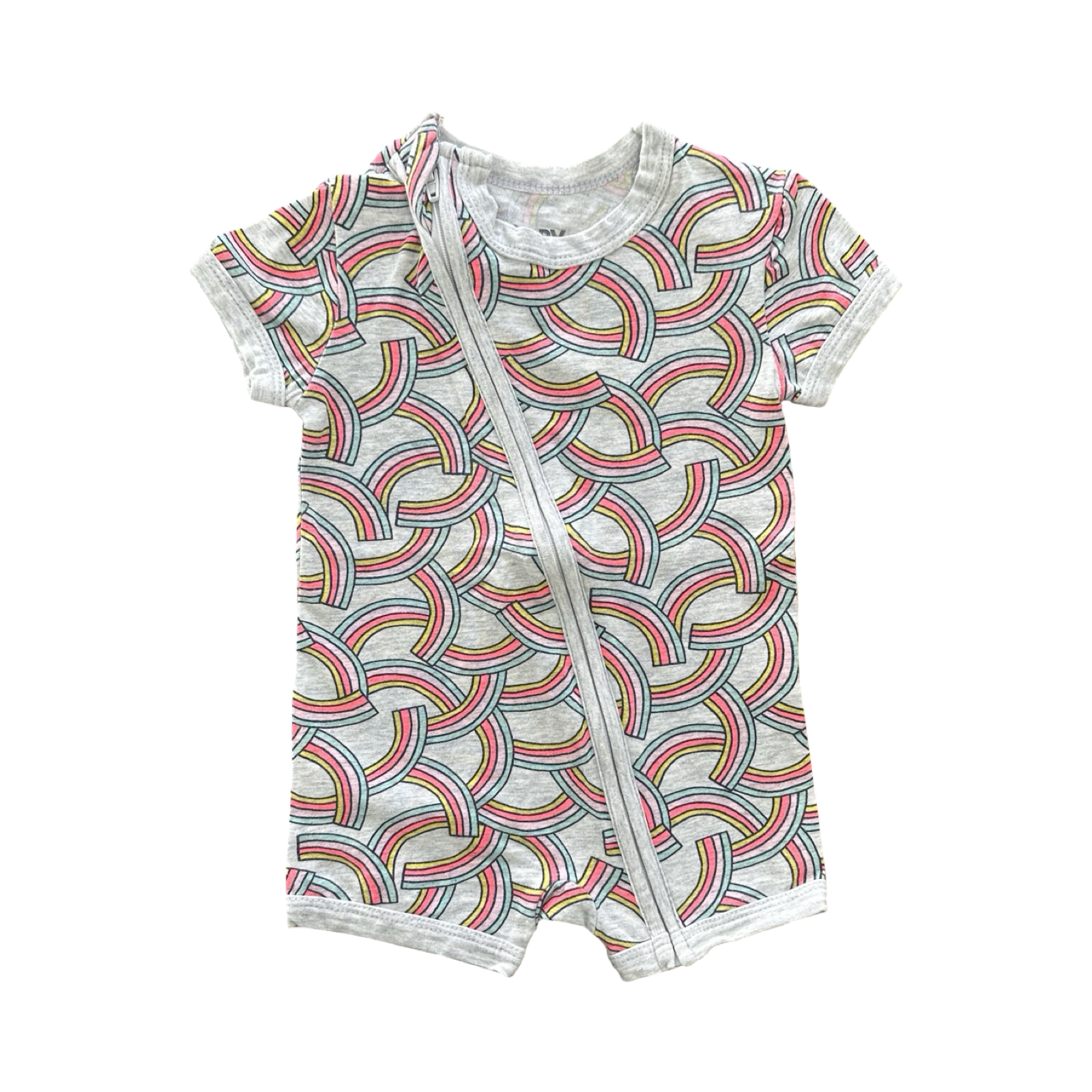 3-6M Grey Rainbow Side Zipper Romper - Cotton On