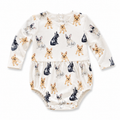 0-3M White Doggie Cotton Long Sleeve Romper