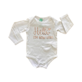 0-3M White "Hello I'M Here" Bodysuit - Ackermans