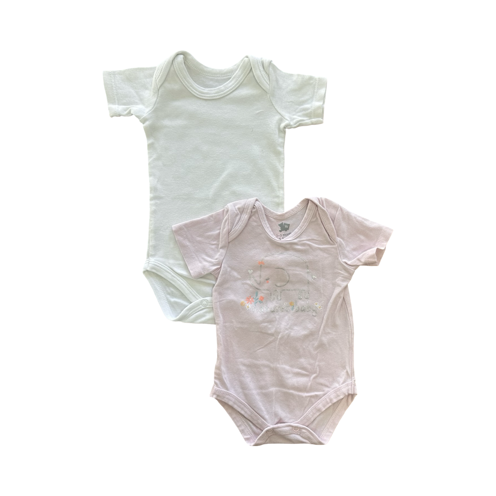 1-3M 2pc Wink & White Natures Baby Bodysuits - Woolworths