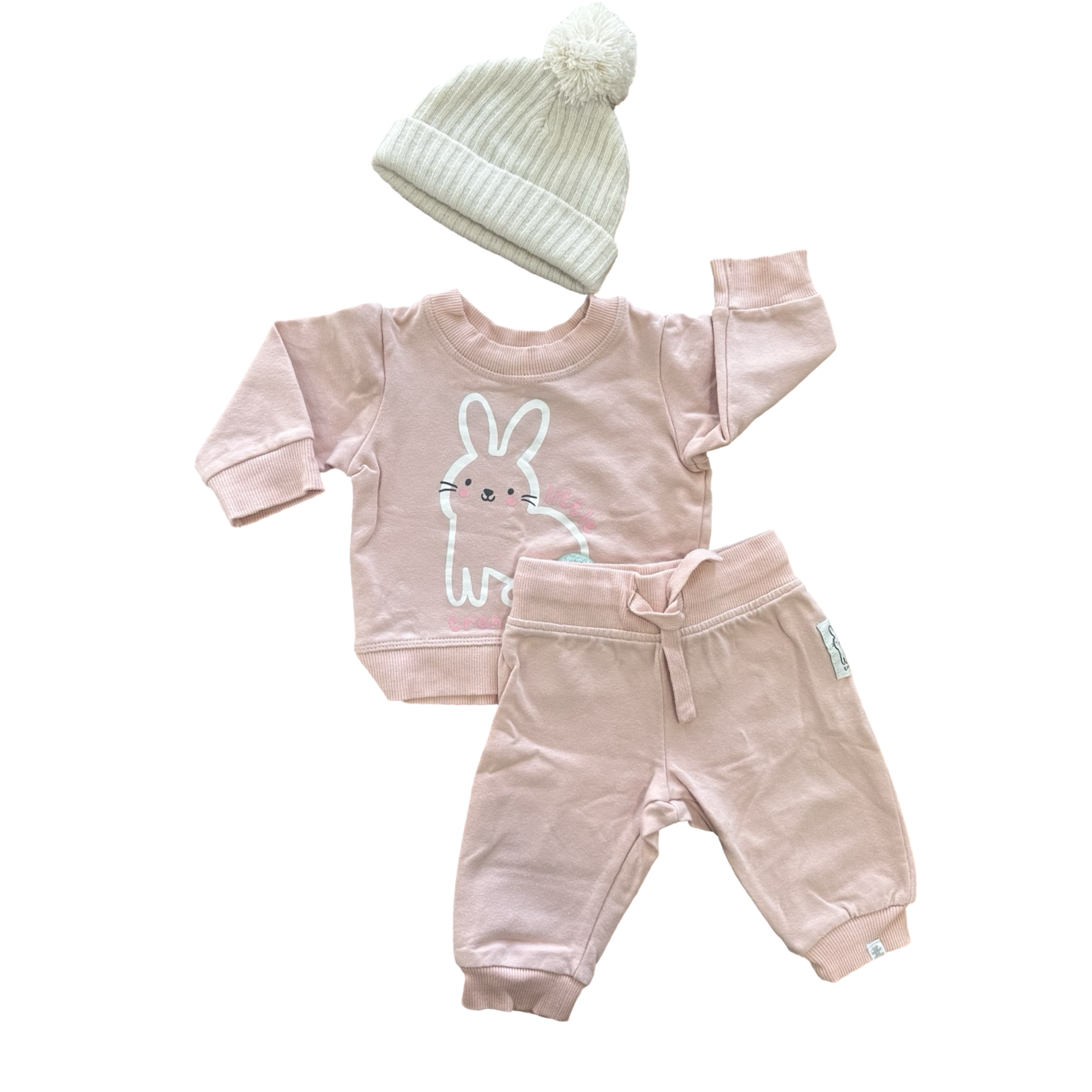 1-3M Pink Bunny Swester Set & Beanie - Woolworths