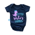 0-3M Black Little Sister Saurus Bodysuit