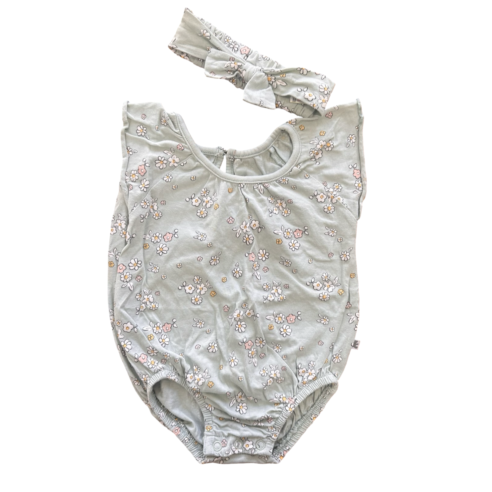 1-3M Green Floral Bodysuit with Headband - Woolworths