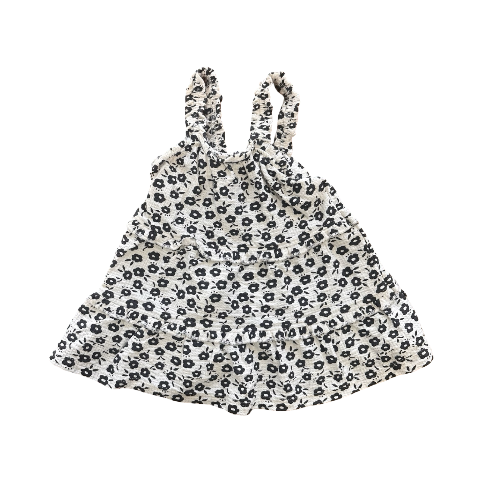 3-6M White & Black Floral Cotton Dress - Woolworths