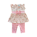 3-6M Pink Floral Bodysuit with Attached Pants - Earthchild