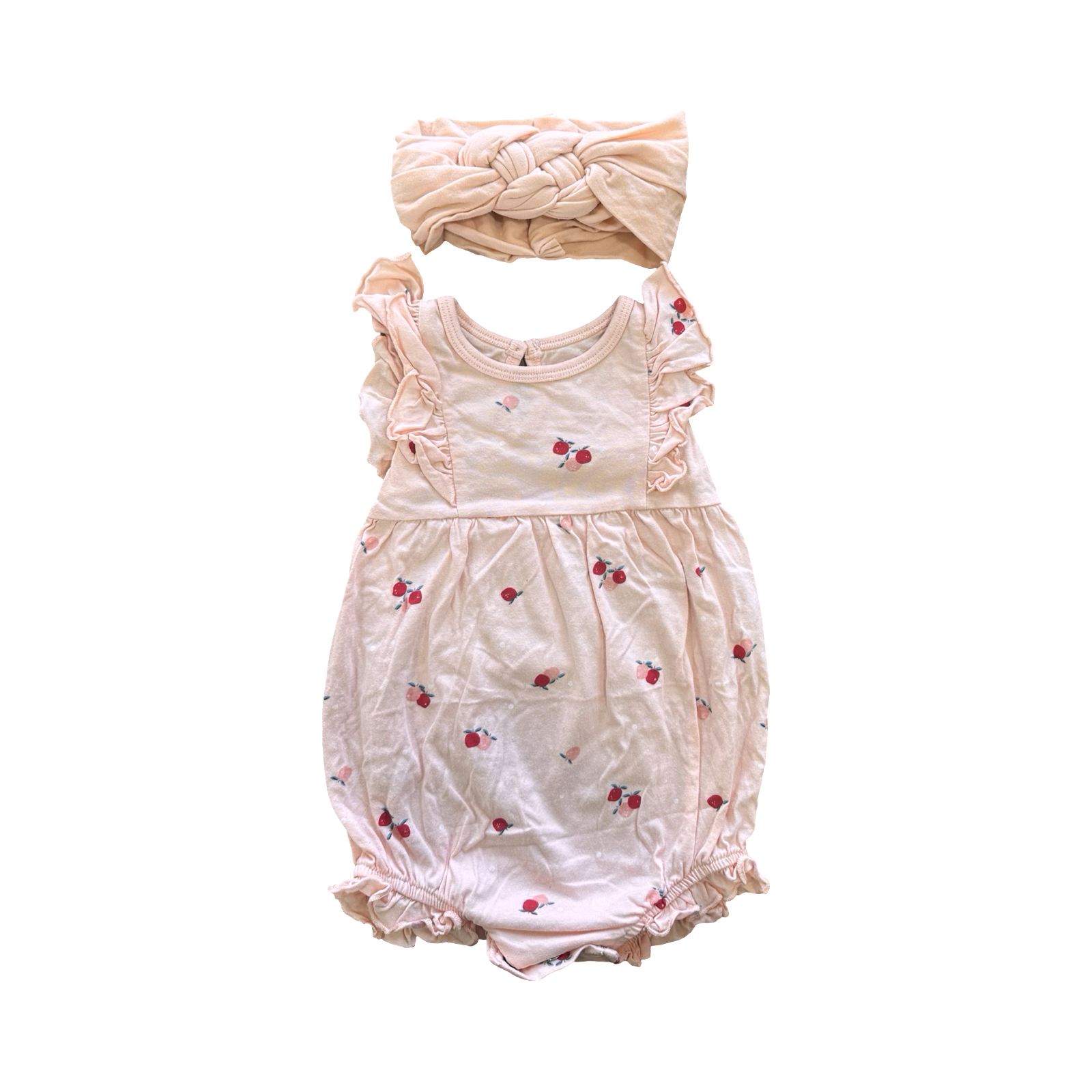 3-6M Pink Apple Design Romper with Headband - Woolworths