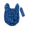 3-6M Chambray Blue Heart Romper & Headband - PatPat