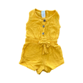 6-12M Yellow Muslin Bodysuit Woth Brown Buttons - Clicks