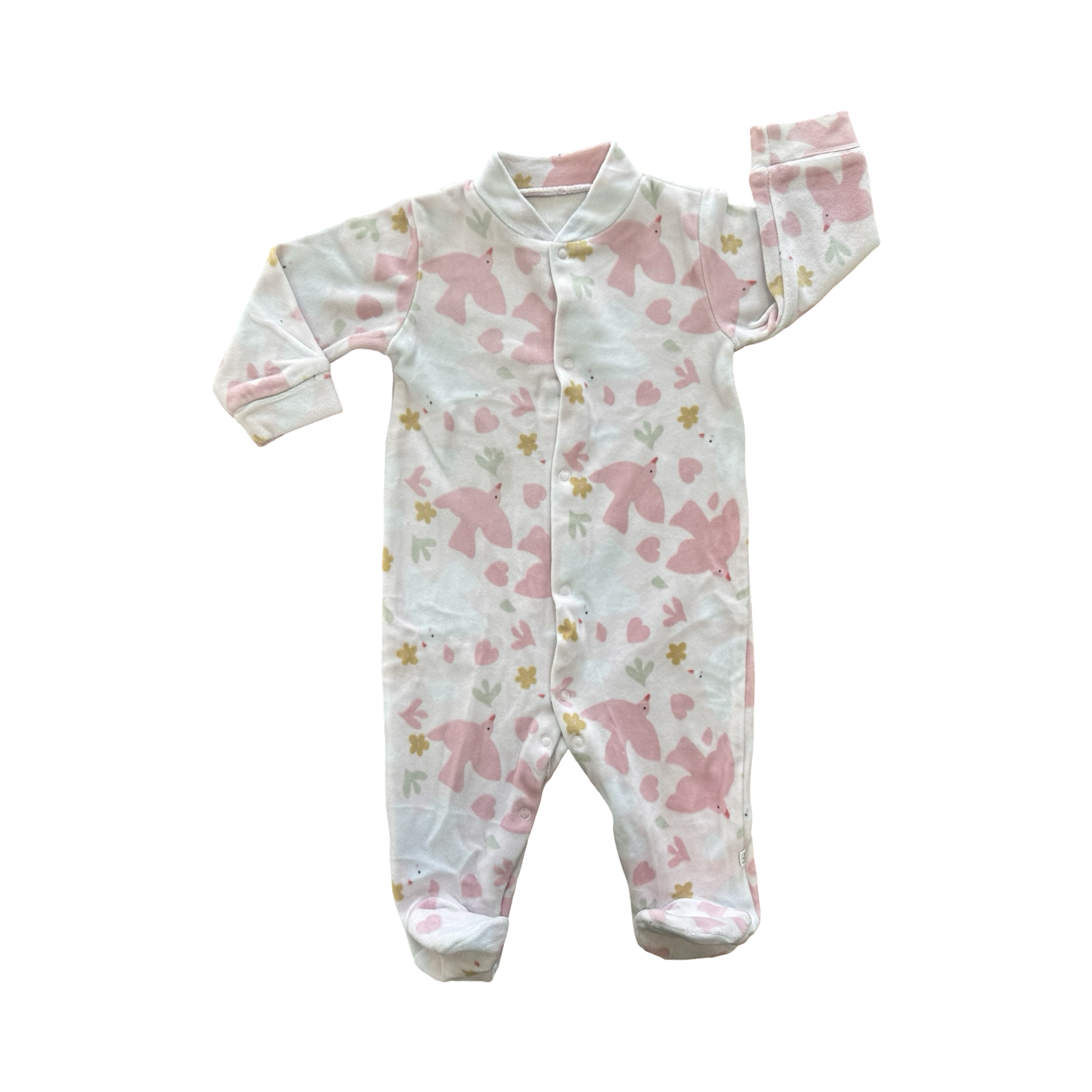 3-6M Bird & Flower Fleece Snapper Onesie - Woolworths