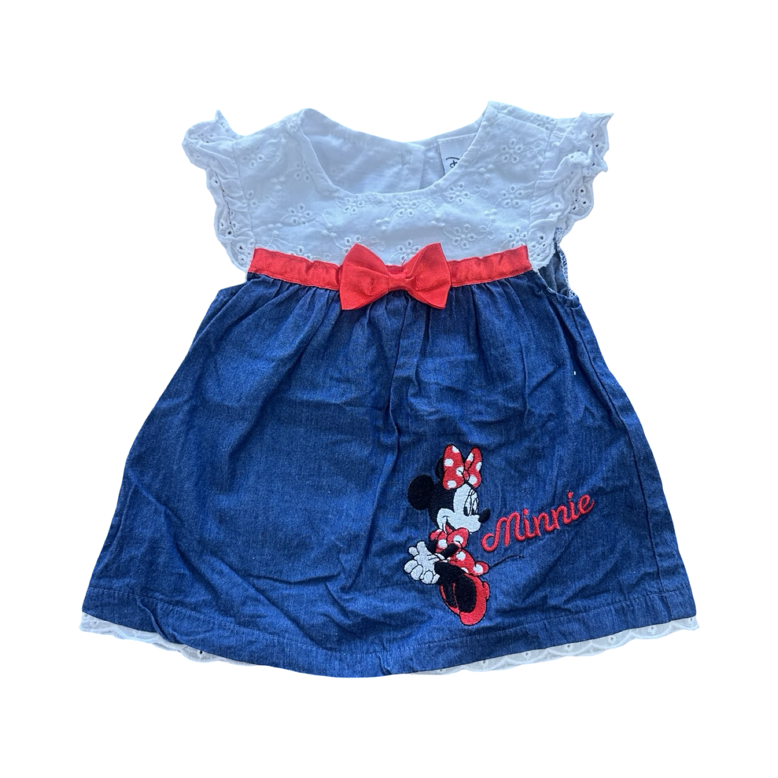 3-6M White & Blue Minnie Mouse Dress - Disney
