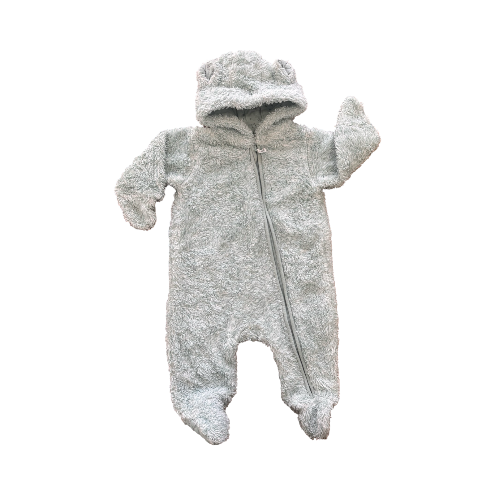 3-6M Green Melange Bear Fleece Zipper Onesie - Woolworths