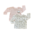 3-6M 2pc Long Sleeve T-Shirt Set Pink & Cream - Woolworths