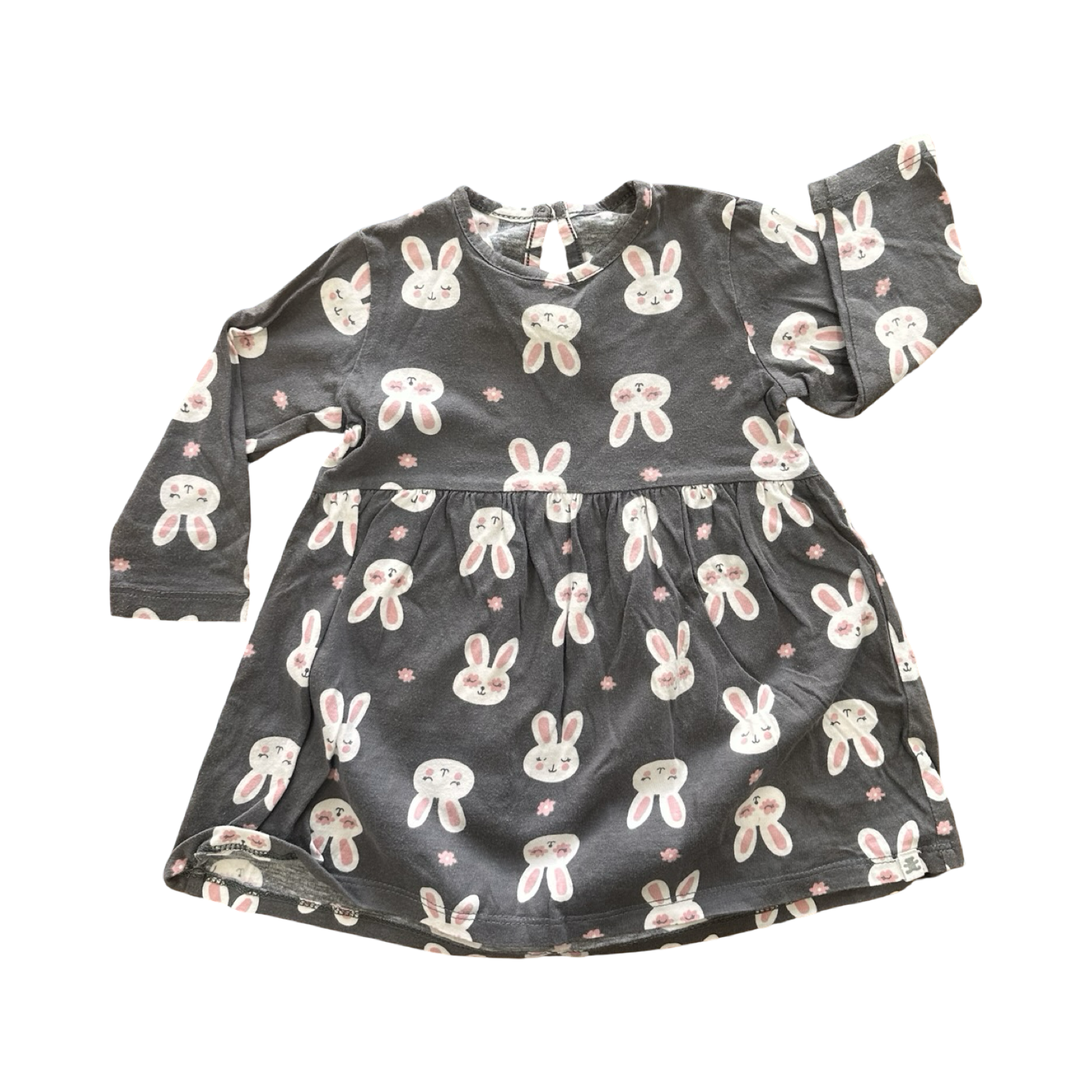 6-12M Grey Bunny Long Sleeve Dress - Woolworths