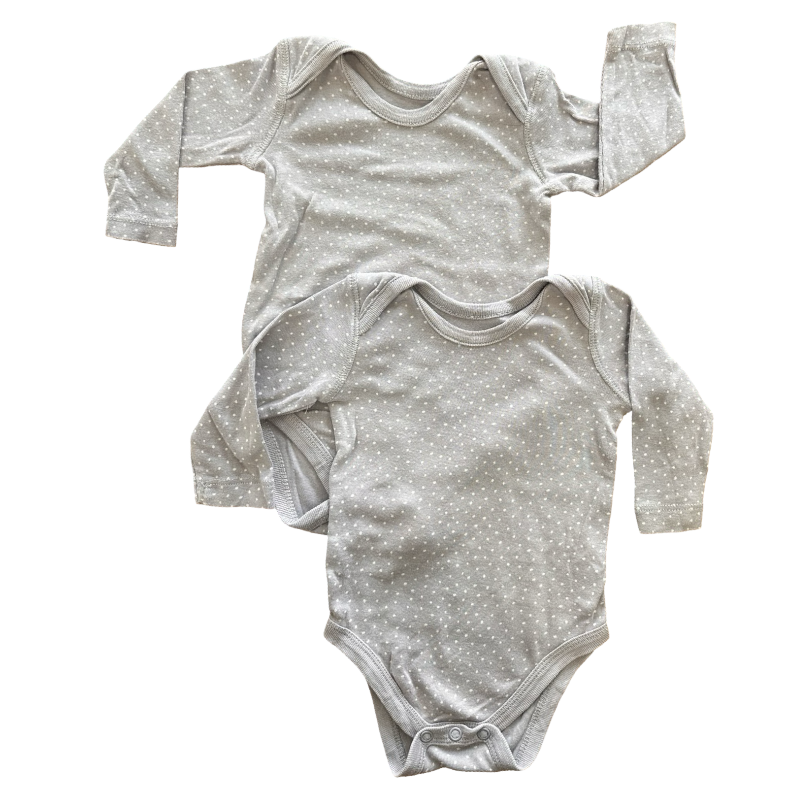 3-6M 2pc Grey & White Polkadot Long Sleeve Bodysuits - Woolworths