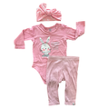 6-12M 3pc Pink "Furry Cute" Girl's Outfit and Headband