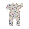 3-6M Beige Dinosaur Zipper Babygrow - Hoolies