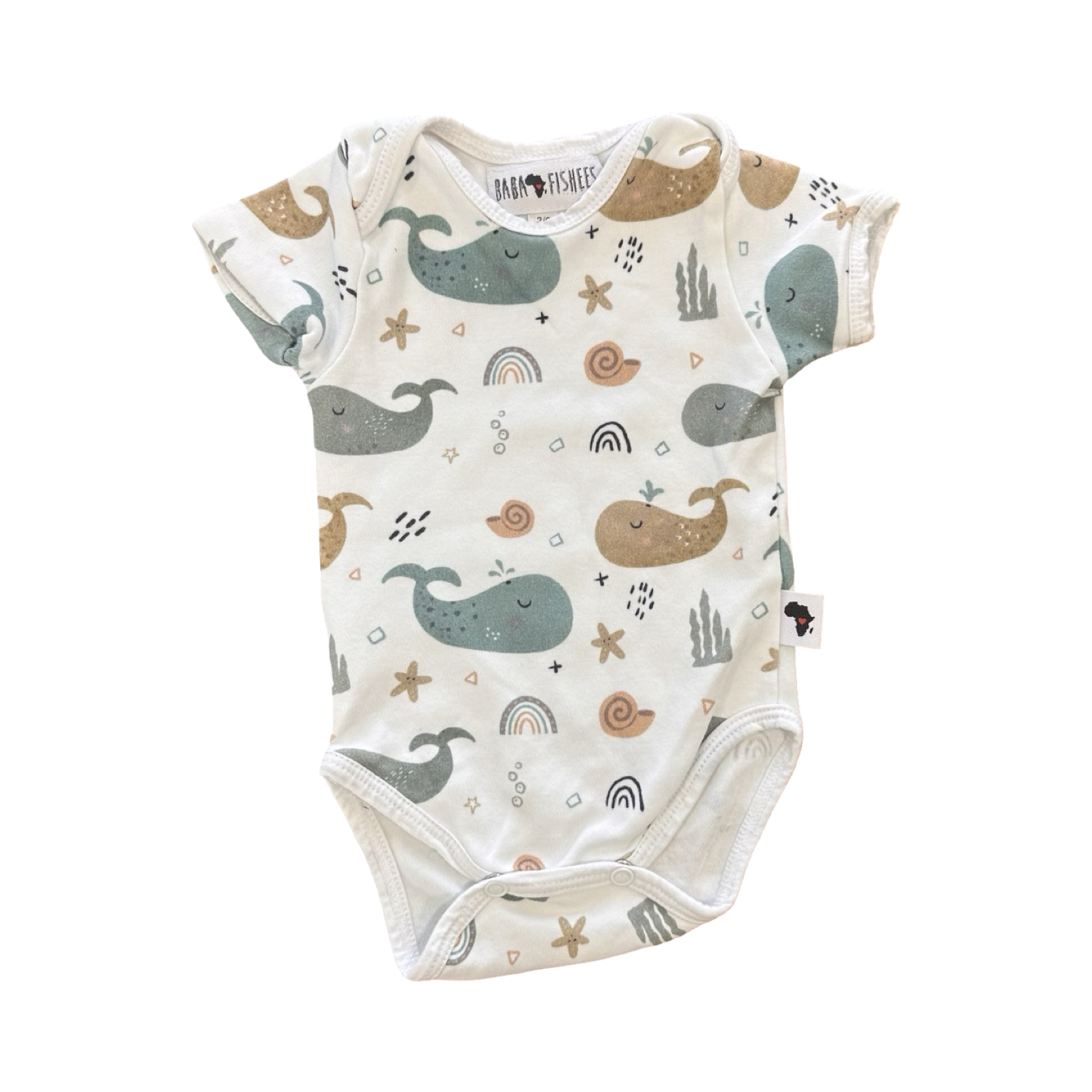 3-6M White Whale Bodysuit - Baba Fishees