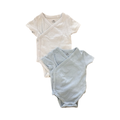 9-12M 2pc Blue Waffle Knit Side Snapper Bodysuit - Marks & Spencer