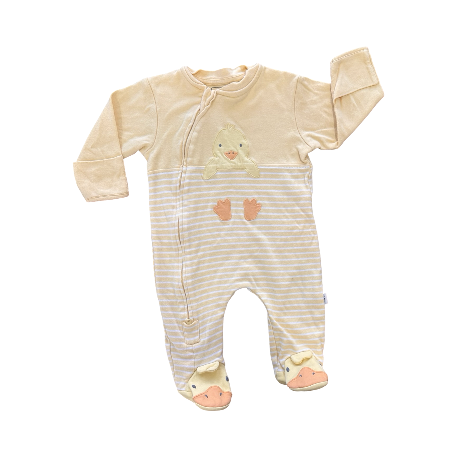 3-6M Yellow Duckling Side Zipper Babygrow - JoJo