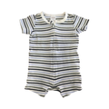 6-12M Blue, Green & White Stripe Zipper Romper - Cotton On