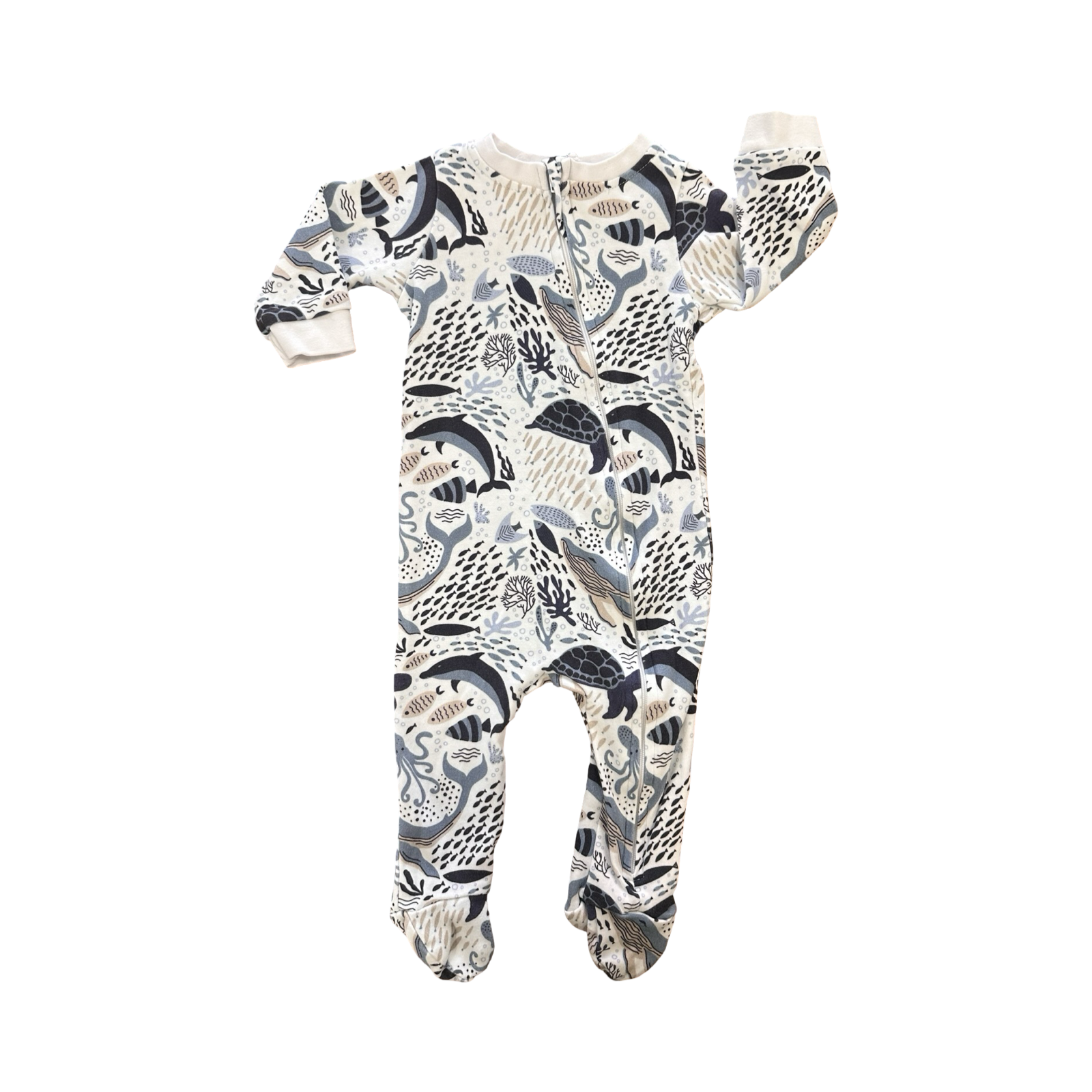 6-12M Under The Sea Theme Side Zipper Babygrow - Baba Fishees