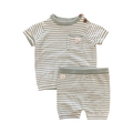 3-6M Green & White Stripe 2pc Knitted Set - John Lewis