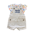 6-12M 2pc Linen Style Dungaree with T-Shirt - Earthchild