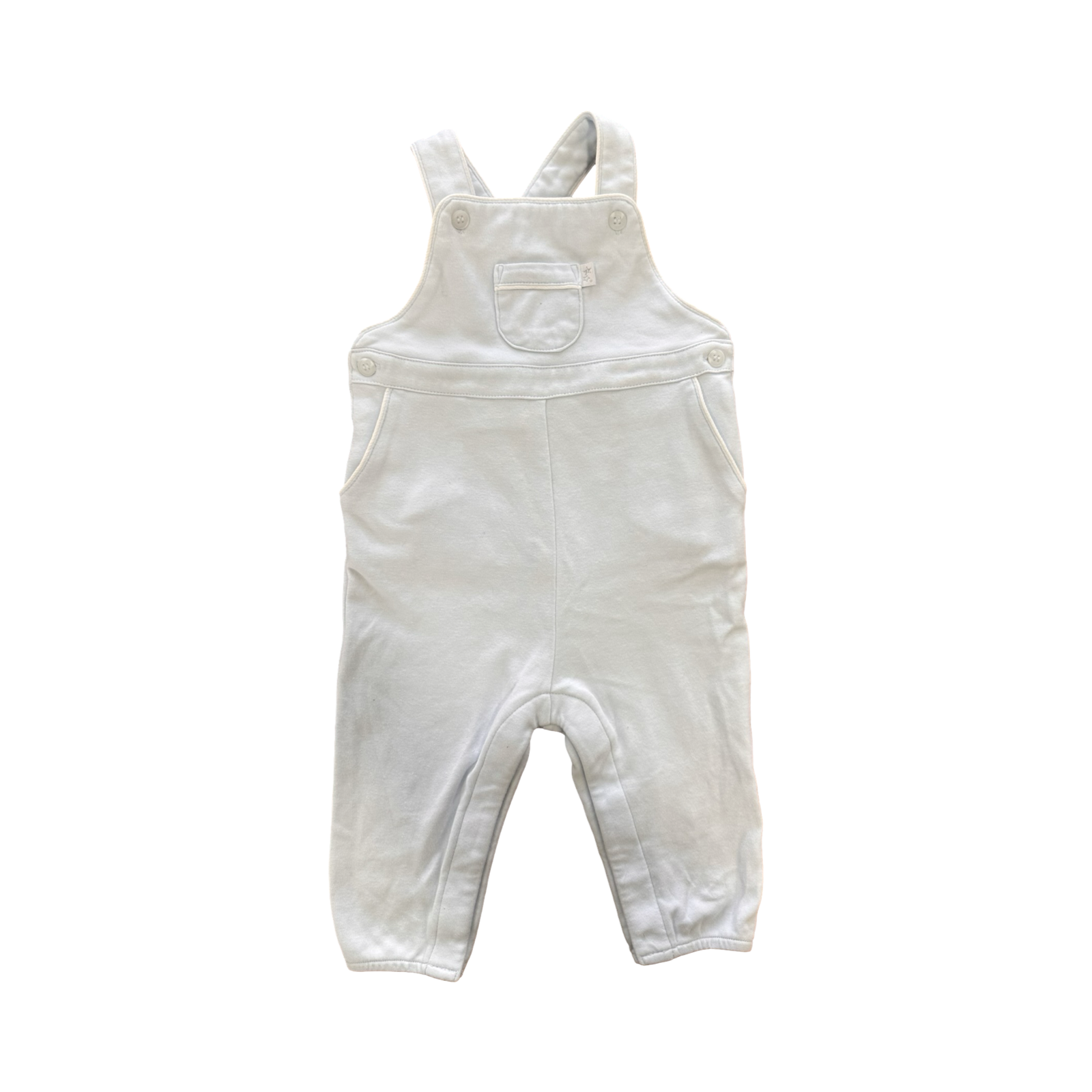 6-9M Blue & White Cotton Dungaree - John Lewis