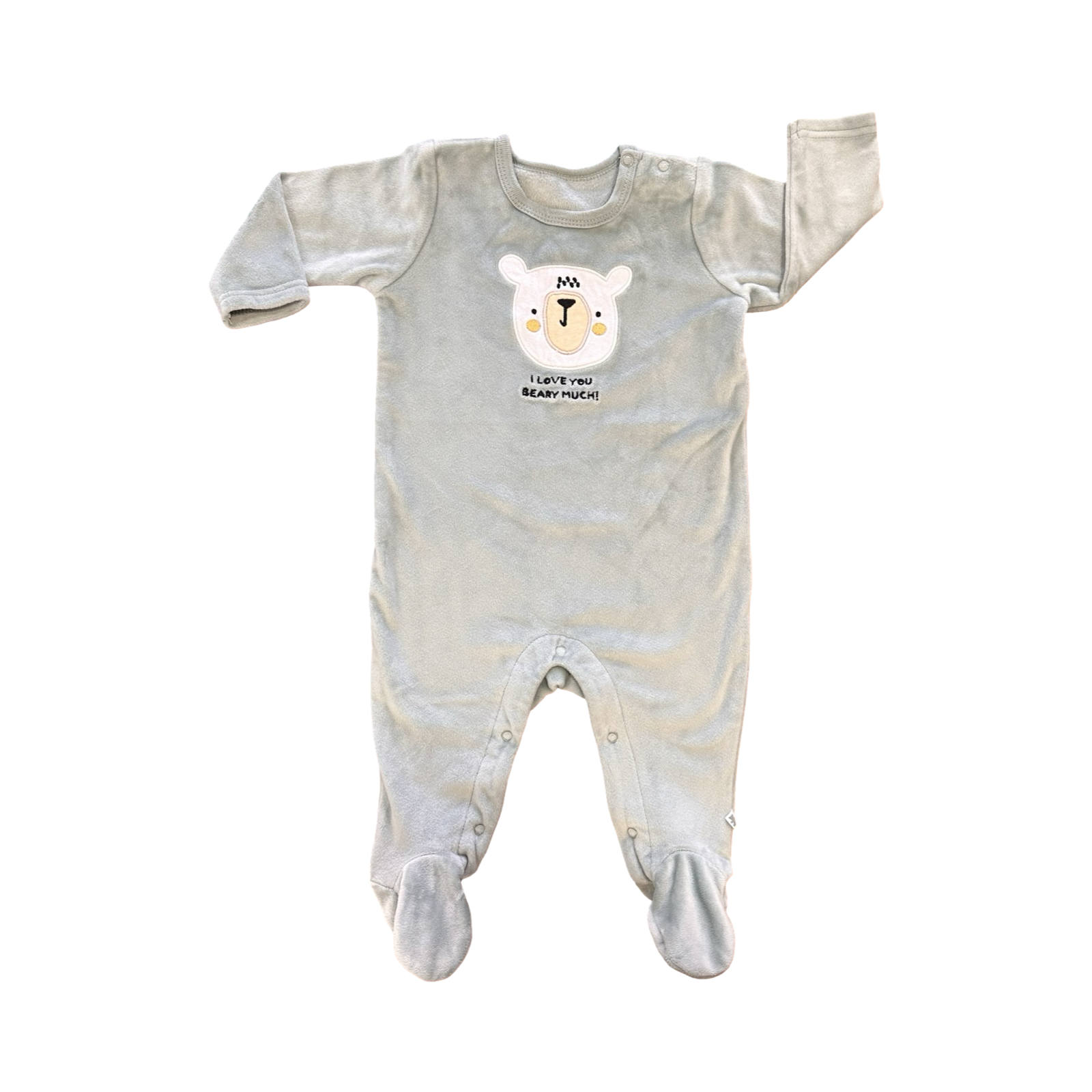 3-6M Green "I Love You Beary Much!" Fleece Onesie - Woolworths