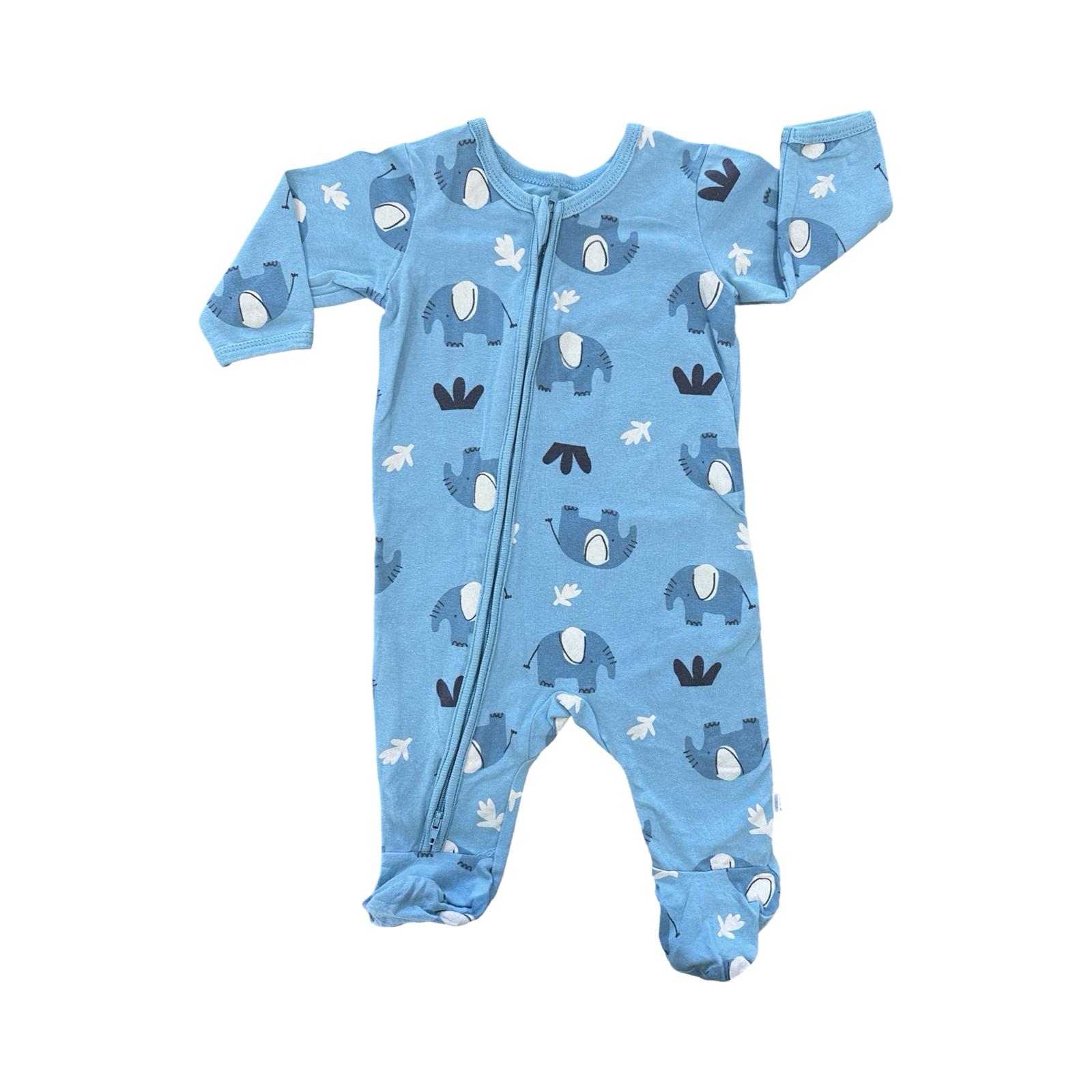 1-3M Blue Elephant Side Zipper Babygrow - Woolworths