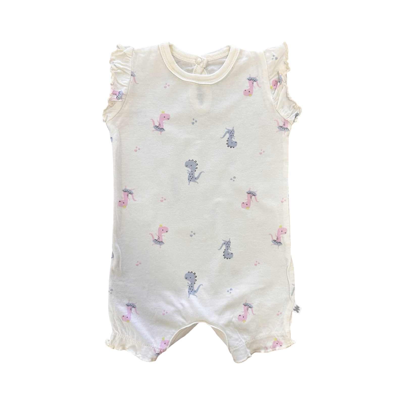 1-3\M White Dinosaur Girl's Romper - Woolworths