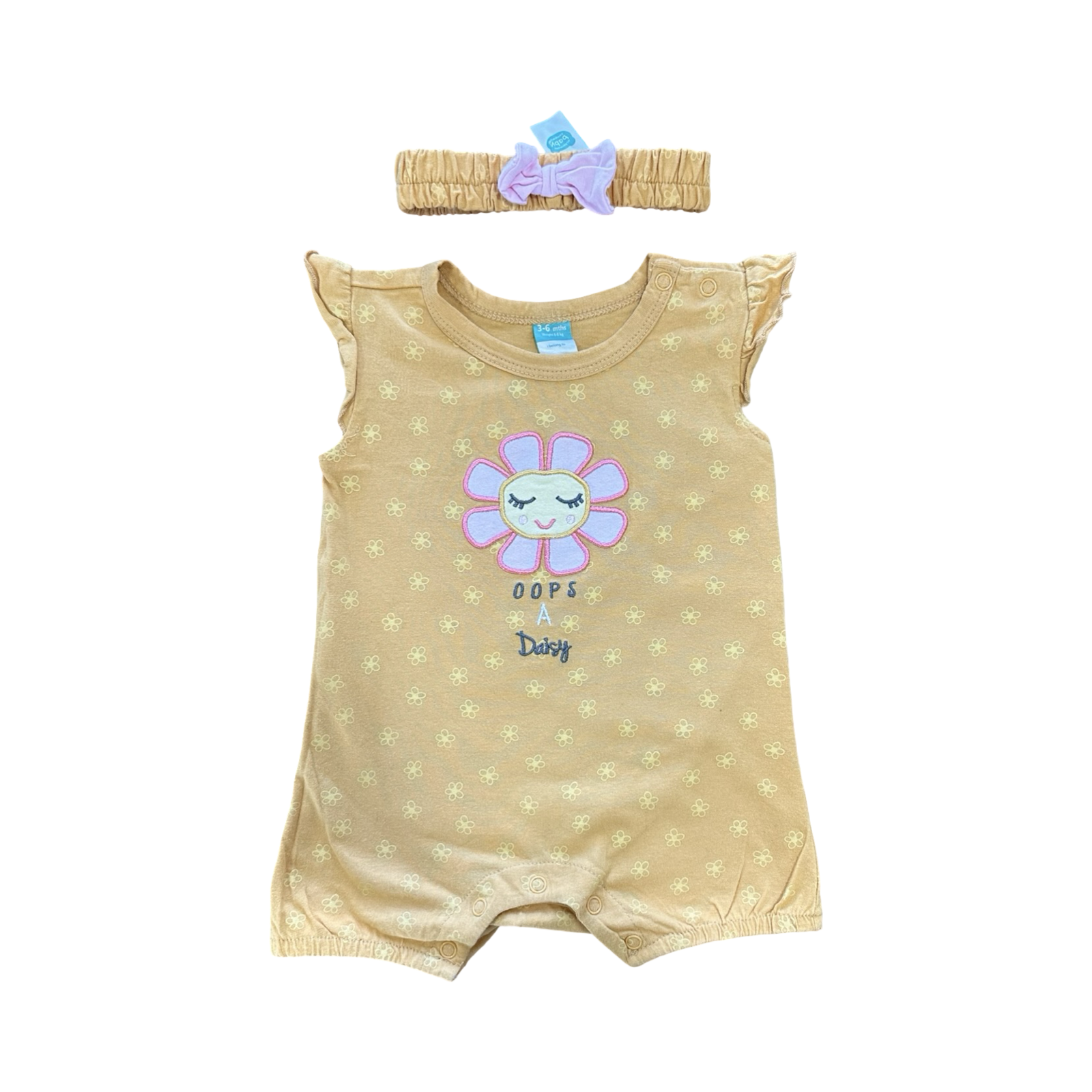 3-6M Yellow Oops A Daisy Romper & Headband - Ackermans