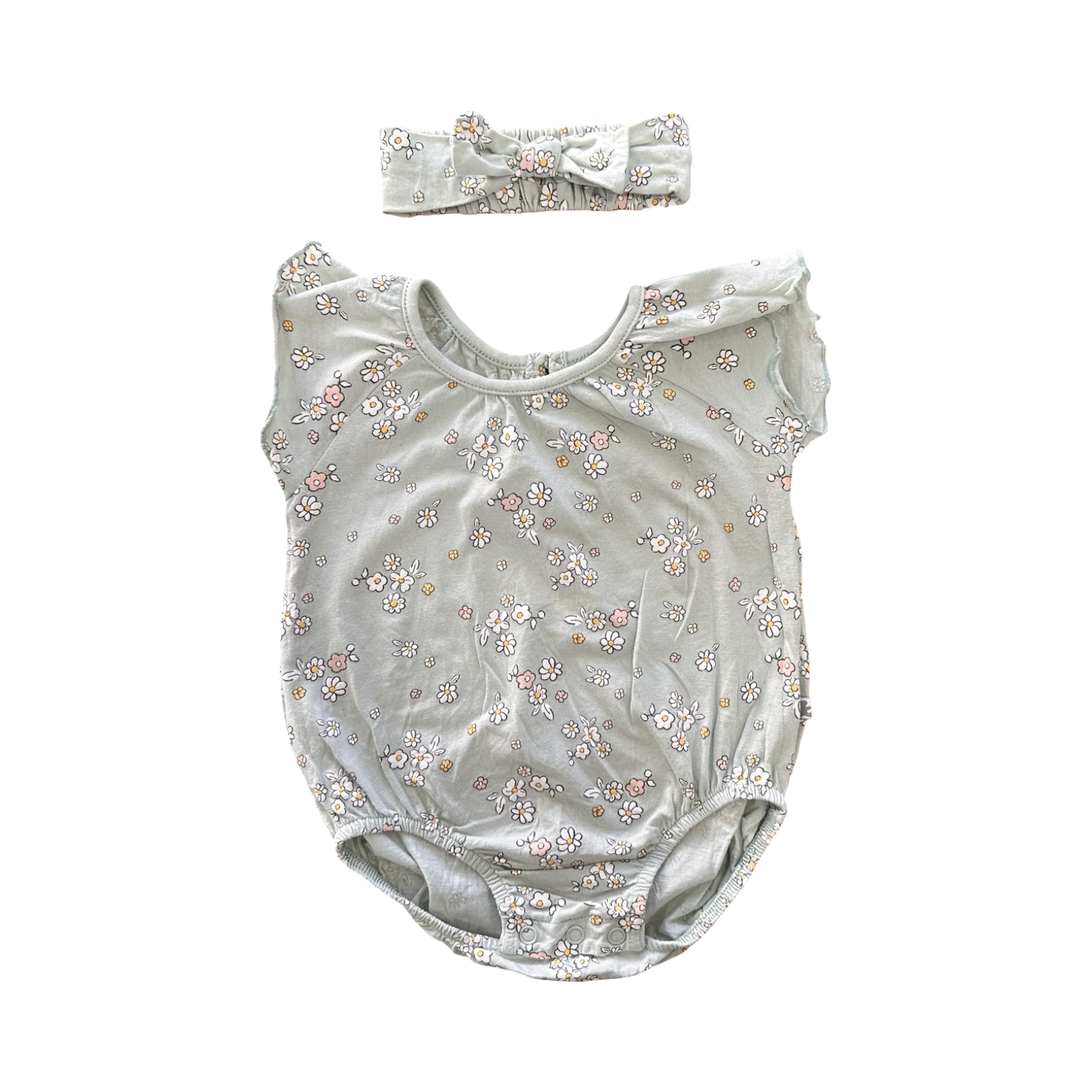 1-3M Green Floral Bodysuit with Headband - Woolworths