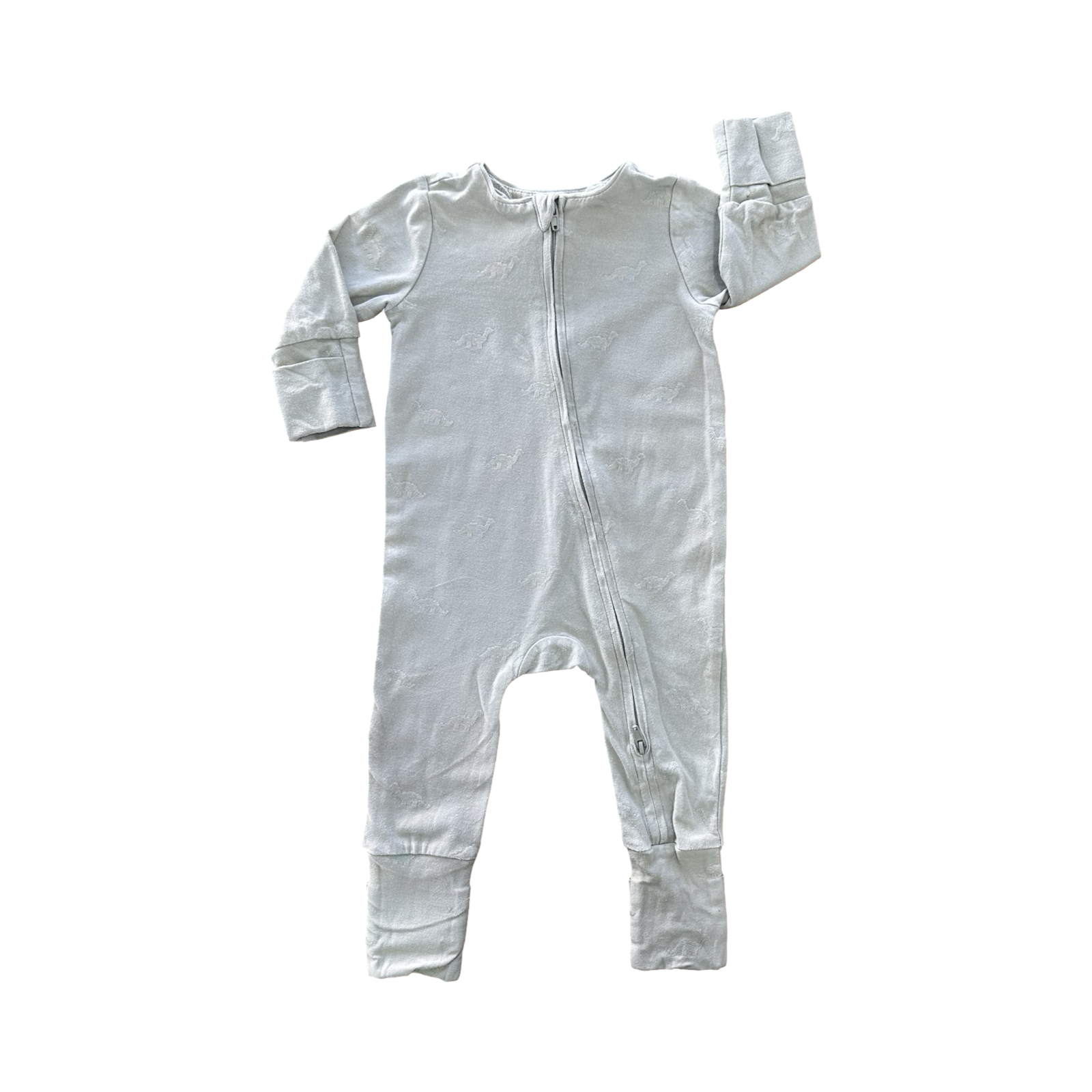 3-6M Green Dinosaur Detail Zipper Babygrow - Cotton On